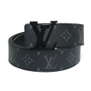 【新品・未使用品】ルイ ヴィトン LOUIS VUITTON LV イニシャル 40MM ＃110 ベルト モノグラムエクリプス カーフスキン レザー グリ ブラック 黒 ブラック金具 M0449 箱付