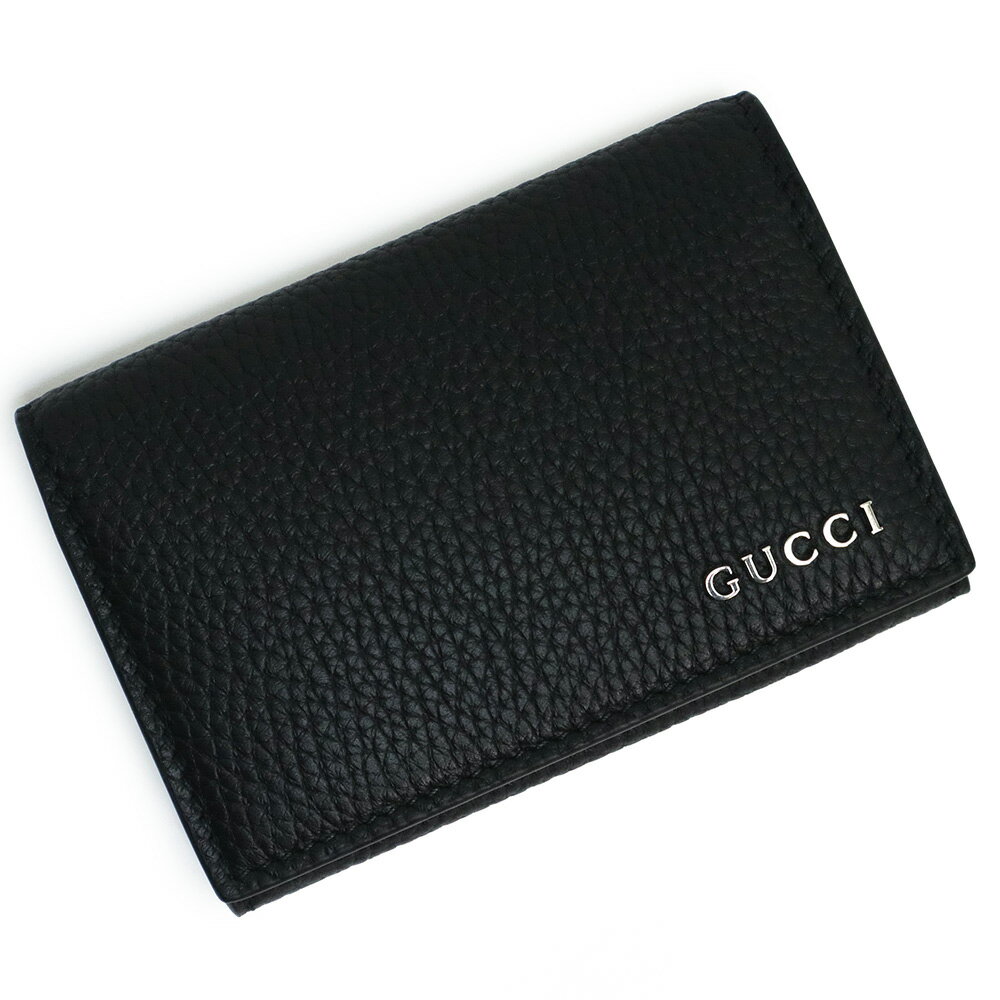 楽天ブランドシティ　BrandCity【新品・未使用品】グッチ GUCCI ロゴ カードケース パスケース 名刺入れ 定期入れ レザー ブラック 黒 ダークシルバー金具 771152 箱付