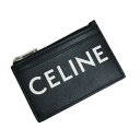 セリーヌ 【新品・未使用品】セリーヌ CELINE ロゴ ジップ カードホルダー 名刺入れ 定期入れ パスケース 小銭入れ コインケース 財布 カーフスキン レザー ブラック ホワイト 黒 白 シルバー金具 10F993DMF.38SI 箱付