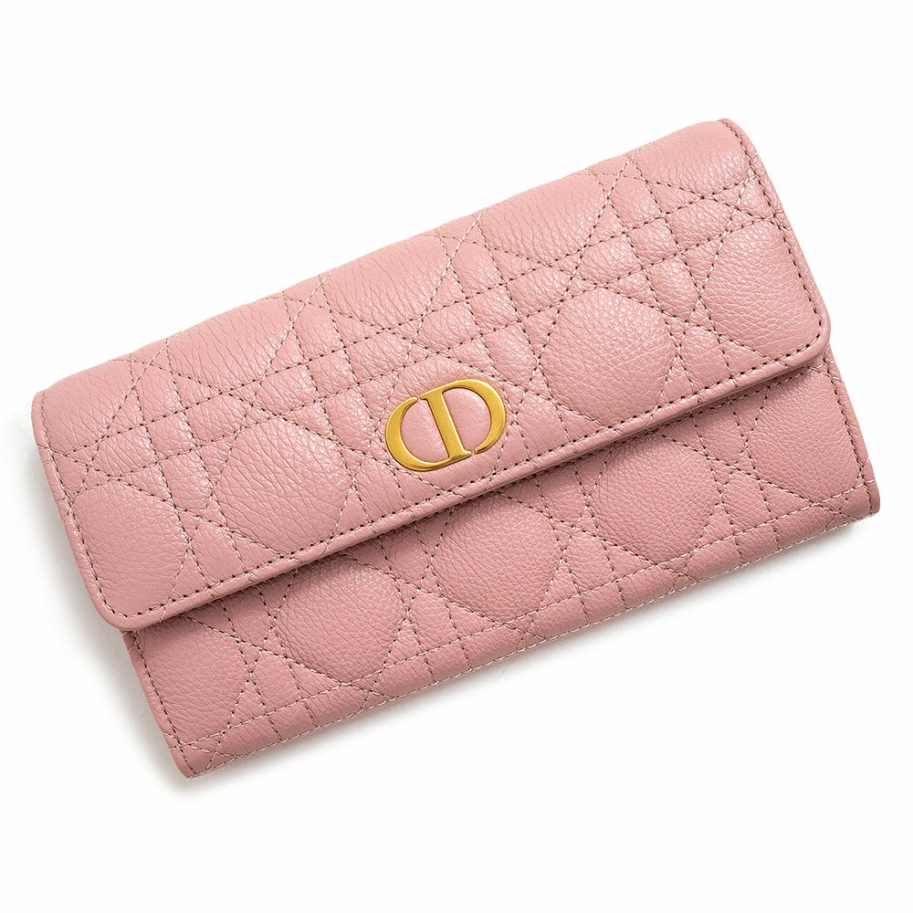 【新品 未使用品】ディオール Dior Caro カロ Orchid ロングウォレット カナージュ 二つ折り長財布 カーフスキン レザー アンティークピンク ゴールド金具 S5039UWHC 箱付