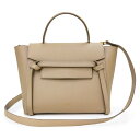 セリーヌ ハンドバッグ（レディース） 【未使用保管品】セリーヌ CELINE ベルトバッグ マイクロ 2WAY 斜め掛け ショルダー ハンドバッグ グレインカーフスキン レザー ライトトープ ベージュ ゴールド金具 189153ZVA