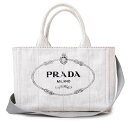 【新品 未使用品】プラダ PRADA カナパ 2WAY 斜め掛け ショルダー ハンドバッグ デニム ファブリック ビアンコ ホワイト 白 ゴールド金具 1BG439