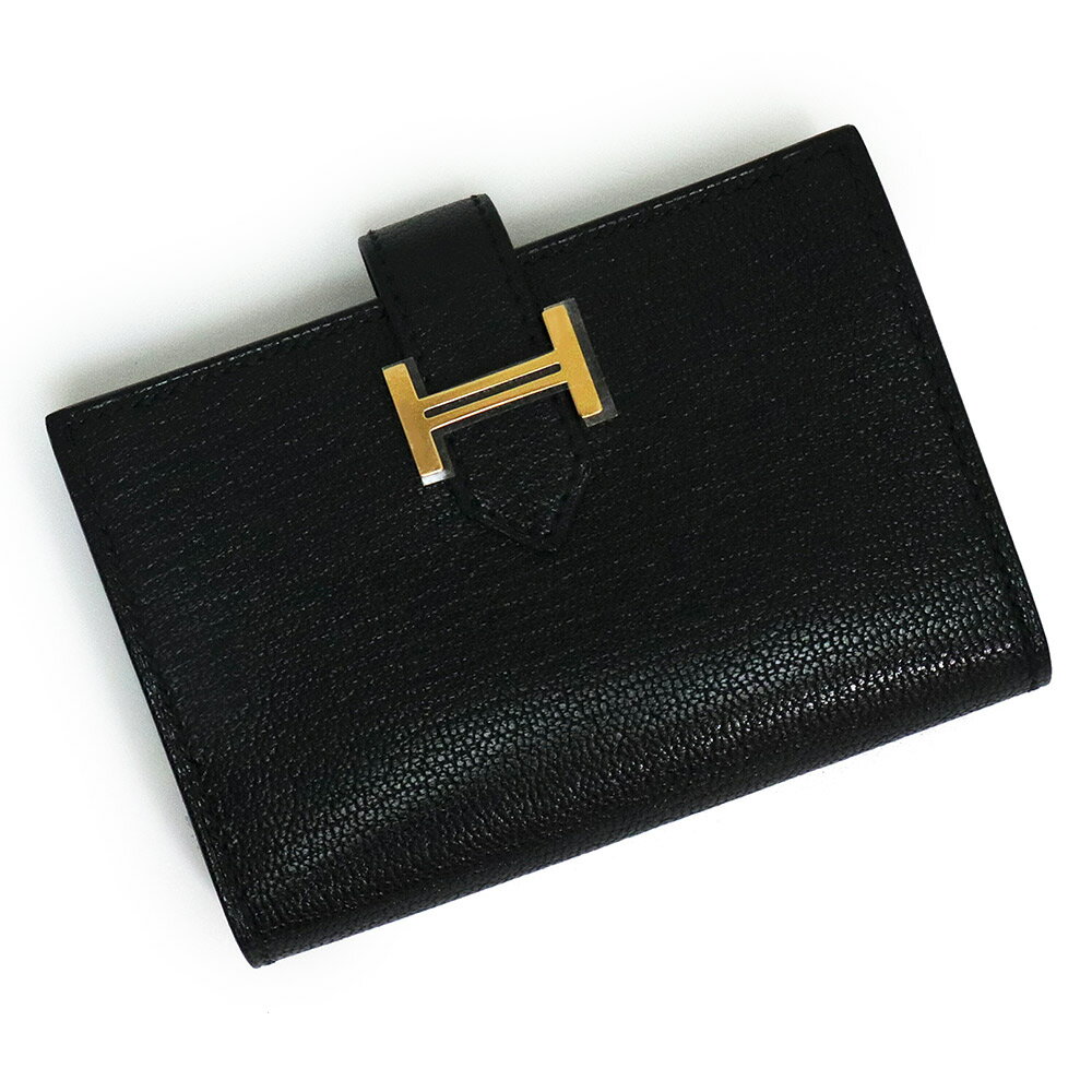 【新品 未使用品】エルメス HERMES ベアン カードケース 名刺入れ 定期入れ パスケース シェブル シェーブルシャムキラ レザー ノワール ブラック 黒 ゴールド金具 B刻印 箱付