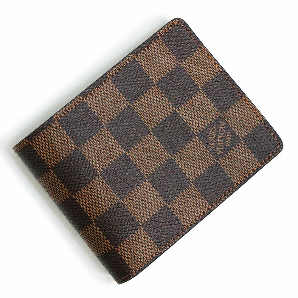 ルイヴィトン 二つ折り財布（男性向け） 【新品・未使用品】ルイ ヴィトン LOUIS VUITTON ポルトフォイユ スレンダー 札入れ 二つ折り財布 ダミエ ブラウン 茶 N61208 箱付