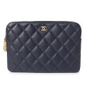 【新品・未使用品】シャネル CHANEL マトラッセ ココマーク フラットポーチ クラッチバッグ キャビアスキン レザー ネイビー 青 紺 ブルー ゴールド金具 AP3552 箱付