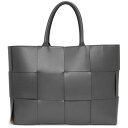 ボッテガ・ヴェネタ 革トートバッグ メンズ 【未使用　展示品】ボッテガヴェネタ BOTTEGA VENETA ラージ アルコ イントレチャート トートバッグ カーフスキン レザー スウェード グレー ブラック金具 620623