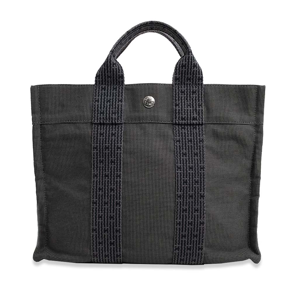 【美品】エルメス HERMES エールライン トート PM ハンドバッグ キャンバス グレー シルバー金具