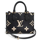 ルイヴィトン ハンドバッグ（レディース） 【新品・未使用品】ルイ ヴィトン LOUIS VUITTON オンザゴー PM 2way ショルダー ハンドバッグ 斜め掛け モノグラムアンプラント レザー ブラック ベージュ 黒 ゴールド金具 M45659 箱付