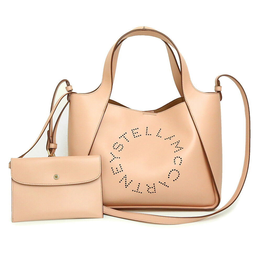 ステラ 【未使用　展示品】ステラマッカートニー Stella McCartney ロゴ 2Way ショルダー トート ハンドバッグ 斜め掛け ポリエチレン ポリエステル ブラッシュピンク ピンクベージュ ゴールド金具 ポーチ付き 513860