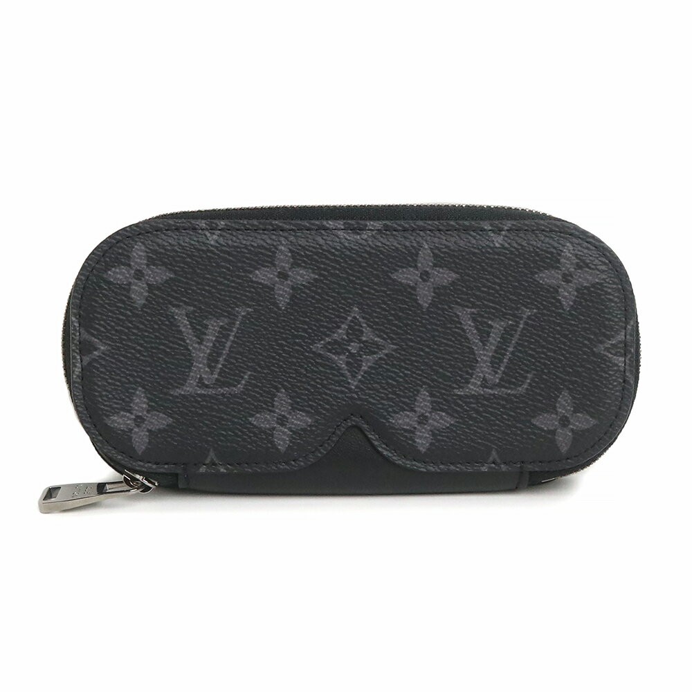 【未使用　展示品】ルイ ヴィトン LOUIS VUITTON エテュイ リュネット GM 眼鏡 サングラス メガネケース モノグラムエクリプス カーフスキン レザー ブラック 黒 シルバー金具 GI0654