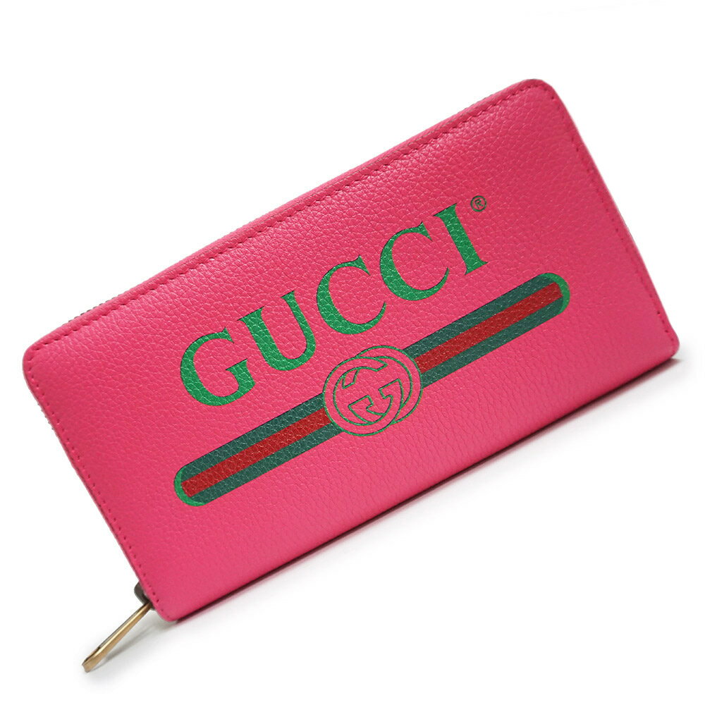 グッチ 長財布 レディース 【新品・未使用品】グッチ GUCCI ヴィンテージ ロゴ プリント ラウンドファスナー ジップ 長財布 カーフスキン レザー ピンク ヴィンテージゴールド金具 496317