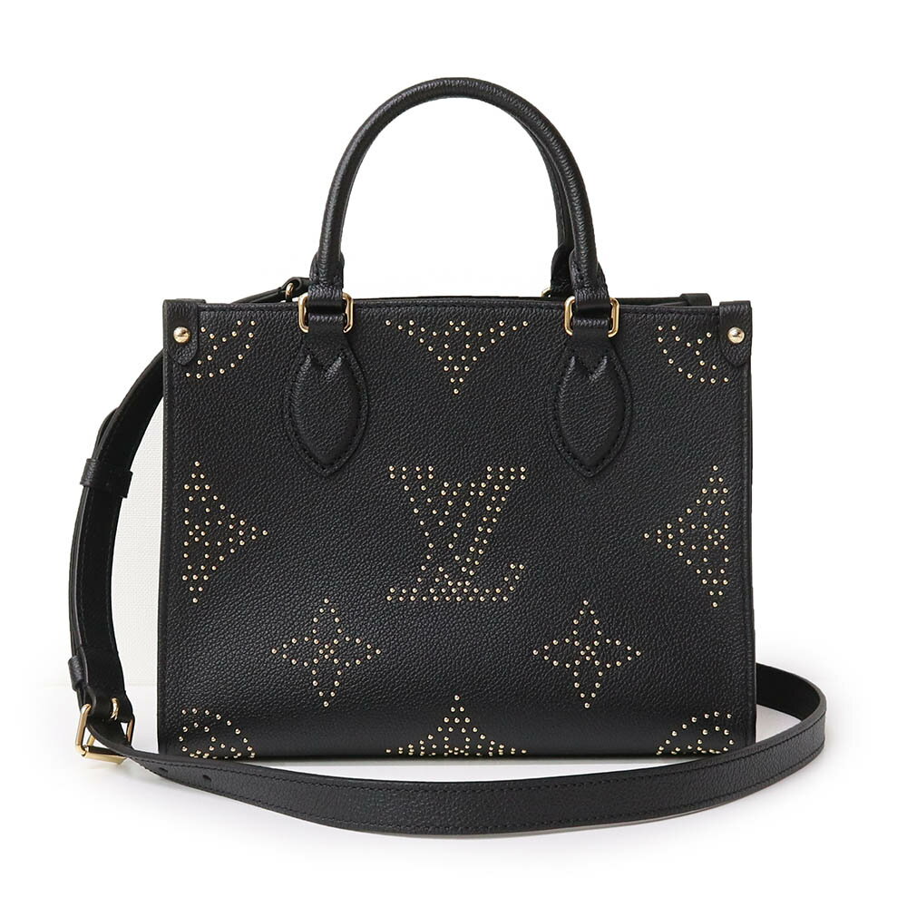 ルイヴィトン ハンドバッグ（レディース） 【新品・未使用品】ルイ ヴィトン LOUIS VUITTON オンザゴー PM 2WAY ショルダー ハンドバッグ 斜め掛け モノグラム スタッズ アンプラント レザー ブラック 黒 ゴールド金具 M46733 箱付