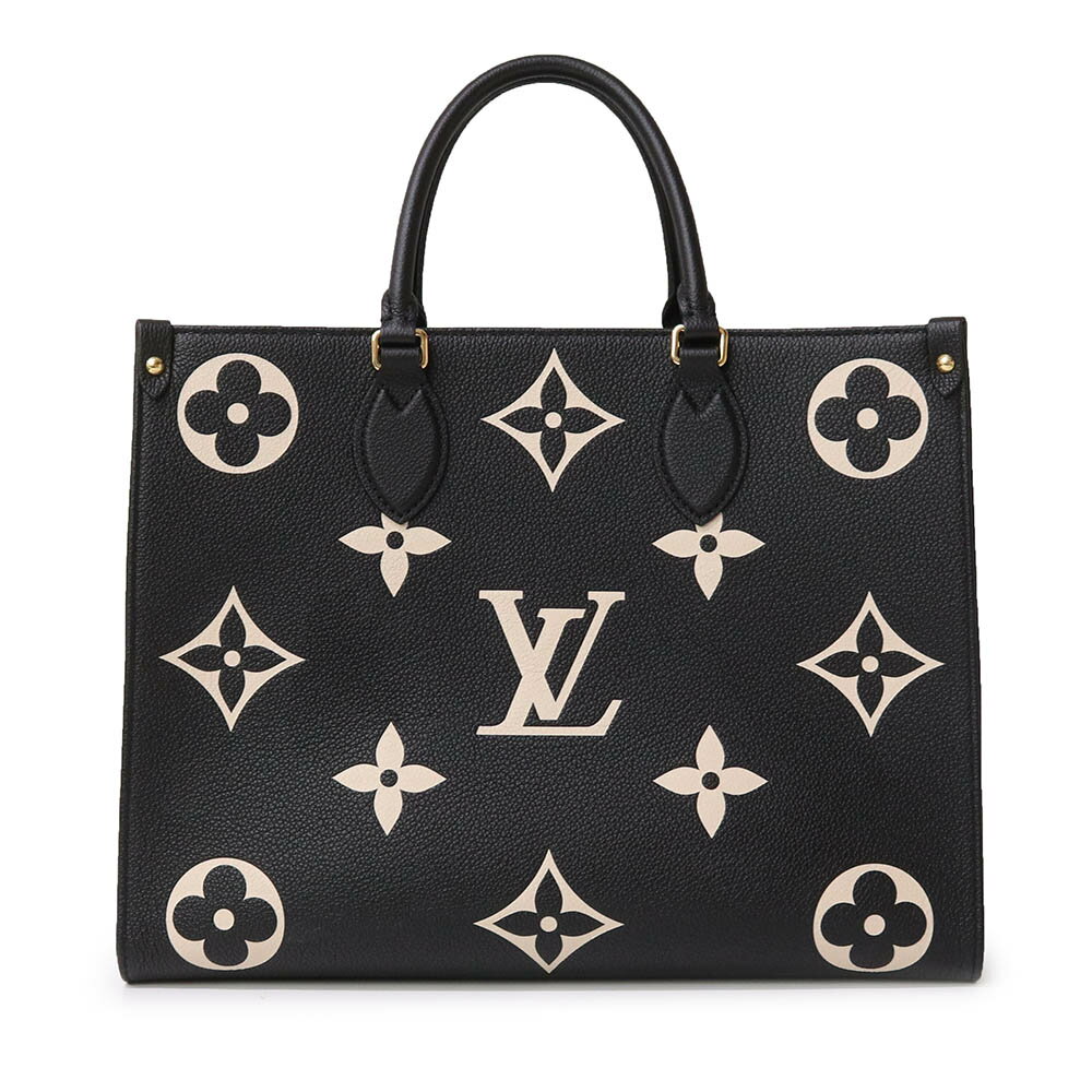 ルイヴィトン ハンドバッグ（レディース） 【新品・未使用品】ルイ ヴィトン LOUIS VUITTON オンザゴー MM 2way ショルダー ハンドバッグ 肩掛け モノグラムアンプラント レザー ブラック ベージュ 黒 ゴールド金具 M45495 箱付