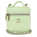 【未使用 展示品】シャネル CHANEL スモール バニティ ケース マトラッセ ココマーク チェーン ショルダーバッグ 斜め掛け キャビアスキン レザー ライ...