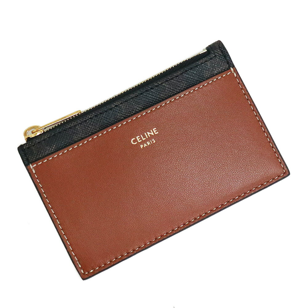 セリーヌ 【新品・未使用品】セリーヌ CELINE トリオンフ カードケース 小銭入れ コインケース 名刺入れ 定期入れ パスケース ラムスキン カーフスキン レザー タン ブラウン 茶 ゴールド金具 10F992BZ9 箱付