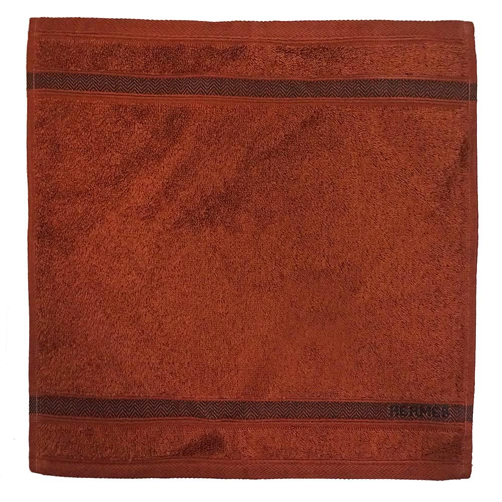 【新品・未使用品】エルメス HERMES カレタオル シェブロン ハンカチ コットン100% ブルンエコルセ ブラウン 茶 箱付