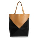 【未使用 展示品】ロエベ LOEWE パズルフォルド トート XL トートバッグ シャイニーカーフスキン ウォームデザート ブラウン ブラック 茶 黒 B779...
