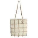【新品・未使用品】シャネル CHANEL ショッピング チェーン ショルダー トートバッグ ムートン レザー ベージュ ゴールド金具 AS2103
