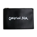 【未使用 展示品】クリスチャンディオール Christian Dior インビテーション ポーチ 非売品 クラッチバッグ レザー ノワール ブラック 黒 シルバ...