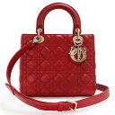 【未使用 展示品】クリスチャンディオール Christian Dior レディディオール ミディアム 2way ショルダー ハンドバッグ 斜め掛け カナージュ ...
