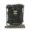 【未使用 展示品】シャネル CHANEL ミニ バケット ポシェット チェーン ショルダーバッグ 斜め掛け デニム ブラック 黒 ゴールド金具 AP2603 箱...