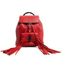 【未使用 展示品】グッチ GUCCI バンブー フリンジ ミニリュック デイパック バックパック レザー バンブー レッド 赤 シルバー金具 387149