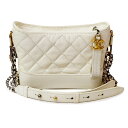 【美品】シャネル CHANEL ガブリエル ドゥ スモール ホーボー チェーン ショルダーバッグ 斜め掛け ゴートスキン パテント エナメル レザー ホワイト ...