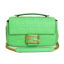 【新品・未使用品】フェンディ FENDI バゲット チェーン ミディ 2way ショルダーバッグ 斜め掛け FF エンボス ナッパレザー ネオングリーン 緑 ゴ...