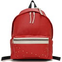 【未使用保管品】サンローラン SAINT LAURENT シティー バックパック 星柄 リュック デイパック カーフスキン レザー レッド 赤 シルバー金具 5...