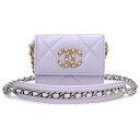 【新品・未使用品】シャネル CHANEL 19 ナインティーン スモール フラップ ウォレット ショルダーバッグ 斜め掛け ラムスキン レザー パープル 紫 シ...