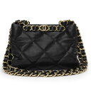 【未使用 展示品】シャネル CHANEL チェーン マトラッセ ココマーク スモール ショッピング トートバッグ ラムスキン レザー ブラック 黒 ゴールド金具...