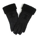 【美品】シャネル CHANEL ココマーク 手袋 グローブ #7 1/2 スウェード ムートン ブラック 黒 AA8583 箱付