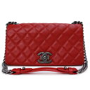 【未使用 展示品】シャネル CHANEL ココマーク チェーン マトラッセ シティ ロック ショルダーバッグ レザー レッド 赤 ガンメタル金具 A93018