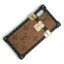 【未使用 展示品】ルイ ヴィトン LOUIS VUITTON アイトランク ライトリバース iphone X Xs スマホ 携帯ケース モノグラムリバース カーフスキン レザー ブラウン ブラック 茶 黒 ゴールド金具 M67893 箱付