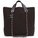 【中古】シャネル CHANEL マトラッセ 2way チェーンショルダー トートバッグ ウール レザー ブラウン 茶 アンティークシルバー金具 A66709