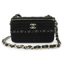 【未使用 展示品】シャネル CHANEL ココマーク マトラッセ チェーン クロシェ バニティ ショルダーバッグ 斜め掛け ラムスキン レザー コットン ブラッ...