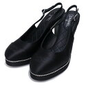 【未使用保管品】シャネル CHANEL ココマーク スリングバック シューズ パンプス 靴 #36.5 23.5cm サテン ストラス ブラック 黒 シルバー金...