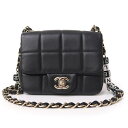 【未使用 展示品】シャネル CHANEL チョコバー ミニ フラップ ココマーク ハートロゴ キューブ チェーン 斜め掛け ショルダーバッグ ラムスキン レザー...