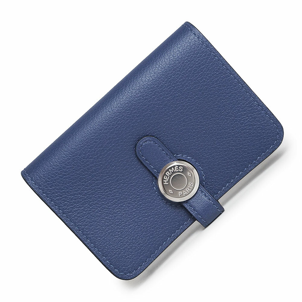 【新品・未使用品】エルメス HERMES ドゴン カードケース 名刺入れ 定期入れ パスケース ヴォーエバーカラー レザー ブルーブライトン 青 シルバー金具 C刻印 箱付