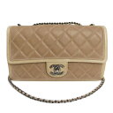 【中古】シャネル CHANEL マトラッセ 25 Wチェーン 2WAY ショルダー トートバッグ 斜め掛け カーフスキン レザー ベージュ ガンメタル金具 A9...