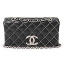 【中古】シャネル CHANEL マトラッセ ミニ フル フラップ チェーン 2WAY ショルダーバッグ 斜め掛け ラムスキン レザー ビーズ ブラック 黒 シル...