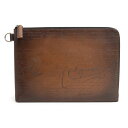 【未使用保管品】ベルルッティ Berluti ニノ GM スクリットレザー クラッチバッグ ヴェネチアレザー カカオインテンソ ダークブラウン 茶 シルバー金具...