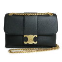 【未使用 展示品】セリーヌ CELINE ヴィクトワール ミディアム チェーン ショルダーバッグ 斜め掛け サプルカーフスキン レザー ブラック 黒 ゴールド金...