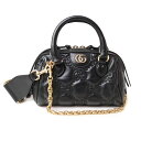 【未使用 展示品】グッチ GUCCI GGマトラッセ レザー ミニ バッグ 3WAY チェーンショルダー 斜め掛け ハンドバッグ ブラック レザー ゴールド金具...