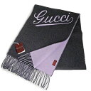 【新品・未使用品】グッチ GUCCI スクリプト スカーフ マフラー ウール 90% カシミア 10% バイカラー グレー ピンク 795273