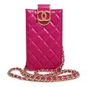 【未使用 展示品】シャネル CHANEL マトラッセ ココマーク 携帯 スマホ フォンホルダー チェーン ショルダーバッグ 斜め掛け ラムスキン レザー フュー...