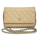 【新品・未使用品】シャネル CHANEL マトラッセ クラシック ココマーク チェーンウォレット ショルダーバッグ 斜め掛け キャビアスキン レザー ベージュ ...
