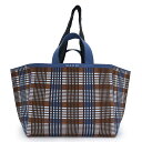 【未使用 展示品】マルニ MARNI ミディアム ショッパー 2way トート ハンドバッグ ポリエステル ナイロン チェック ブルー ブラウン 青 茶 SHM...