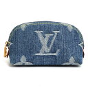 【未使用 展示品】ルイ ヴィトン LOUIS VUITTON ポシェット コスメティック PM LVリミックス 化粧ポーチ モノグラムデニム ブルー 青 ゴールド金具 M24316 箱付