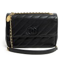 【美品】シャネル CHANEL ココマーク バイアスステッチ Wチェーン 2Way ショルダーバッグ 斜め掛け カーフスキン レザー ブラック 黒 アンティーク...
